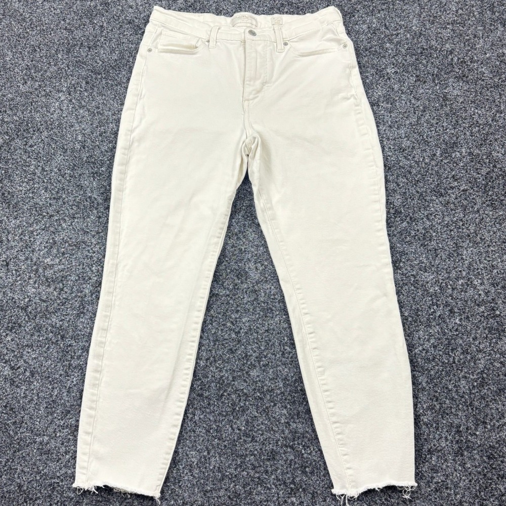 Lucky Brand Bridgette Jeans Womens 8 29 White High Rise Skinny Raw Hem Ankle
